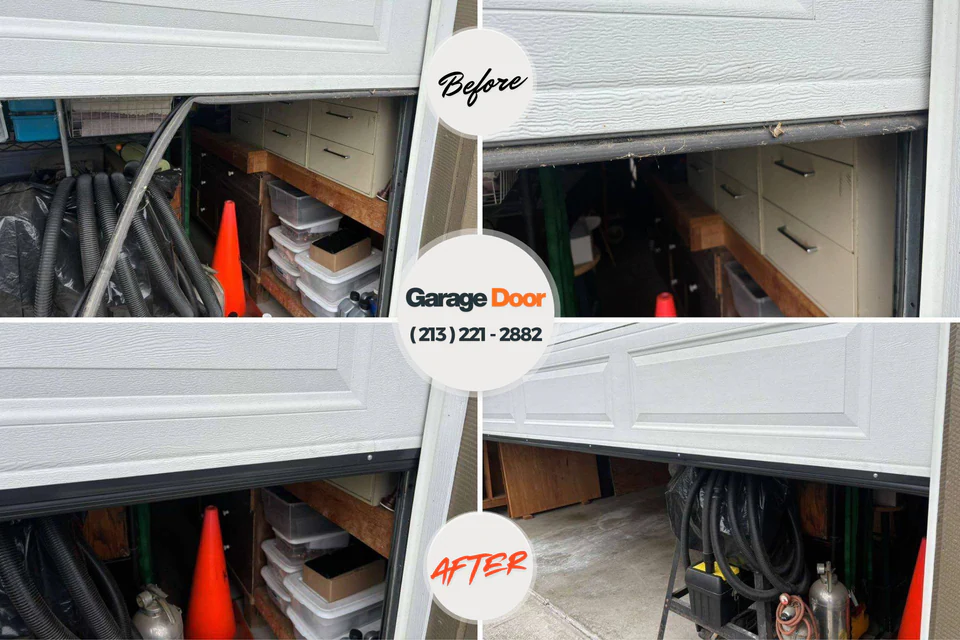 Before and after: garage door repair Stonewall, LA